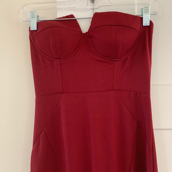 Lulus Infinity Burgundy Strapless Dress - Picture 4 of 6